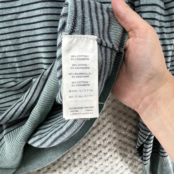 J. Crew Striped Cotton Cashmere Blend Sweater Lightweight Blue Green Mens Size S - Picture 5 of 6